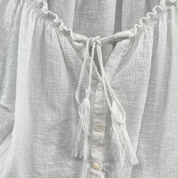 faithfull the brand blouse top tassels boho peasant resort beachy size 4 - Picture 4 of 12
